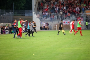 Rot-Weiß Oberhausen Jubel über Sieg gegen Alemannia Aachen Spielfotos 22.07.2022