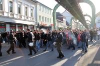Oberhausener Fans Marsch zum Wuppertaler Stadion