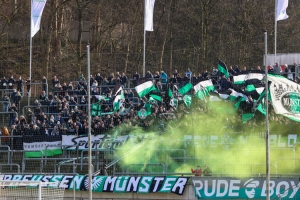 SC Preußen Münster Fans Pyro, Rauch in Gästeblock Wuppertal 06-03-2022