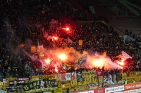 Pyrotechnik im Dynamo Dresden Block in Kaiserslautern