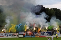 Pyrotechnik im Babelsberger Fanblock beim Spiel gegen FC St. Pauli