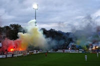 Reichlich Pyrotechnik beim Spiel Babelsberg 03 vs. FC St. Pauli