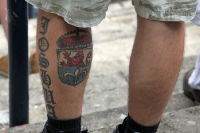 Tattoo an der Wade eines Fans des SV Darmstadt 98