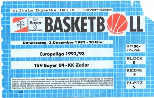 Eintrittskarte Leverkusen vs. KK Zadar