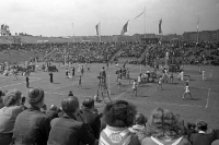 Volleyball im Cantianstadion, Ostberlin 1952