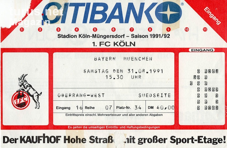 1. FC Köln vs. FC Bayern München (1991)