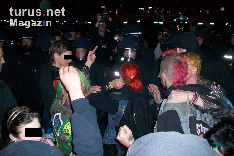 Walpurgisnacht in Berlin 2009: Polizei im Einsatz