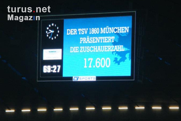Anzeigetafel beim Heimspiel des TSV 1860 München