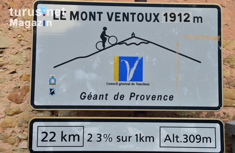 Le Mont Ventoux, 1912 Meter hoch, 23 Prozent Steigung