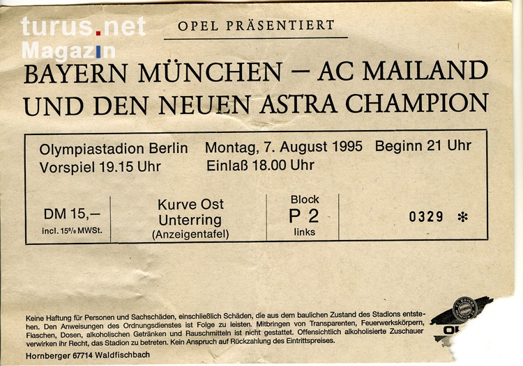FC Bayern München vs. AC Mailand, Opel Cup 1995