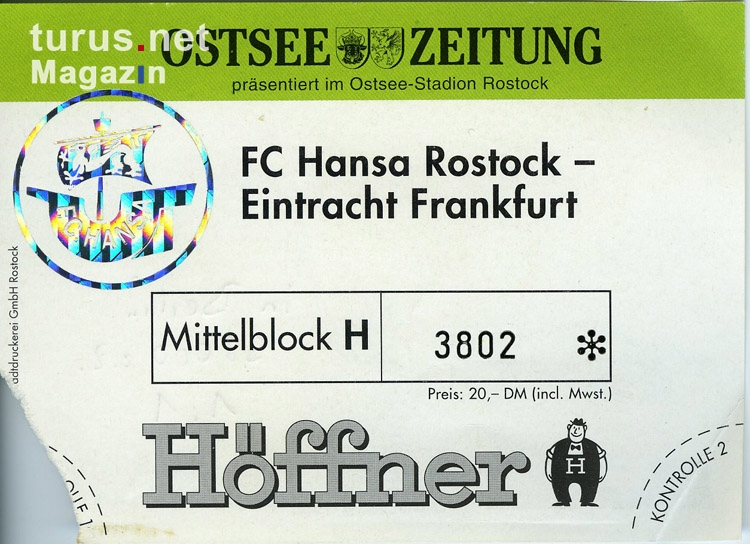 FC Hansa Rostock vs. Eintracht Frankfurt, 1995