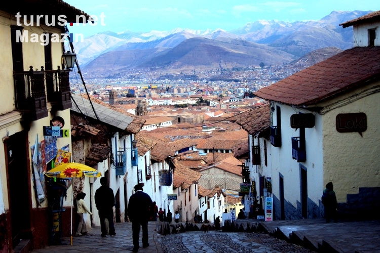 Blick auf die alte peruanische Stadt Cusco (auch Cuzco, auf Quechua Qusqu oder Qosqo)