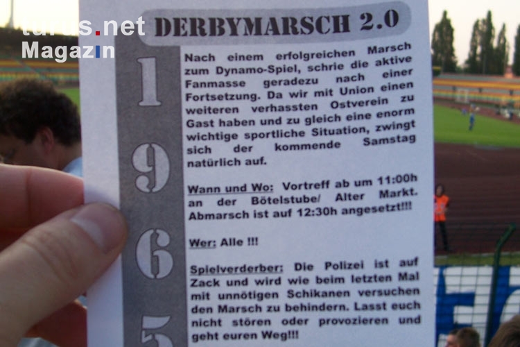Derbymarsch 2.0, Infos zum Marsch der Magdeburger Fans beim Heimspiel gegen den 1. FC Union Berlin