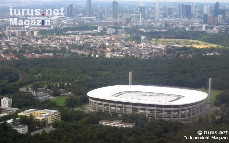 Commerzbank-Arena aus der Luft, Heimstätte von Eintracht Frankfurt in der Mainmetropole