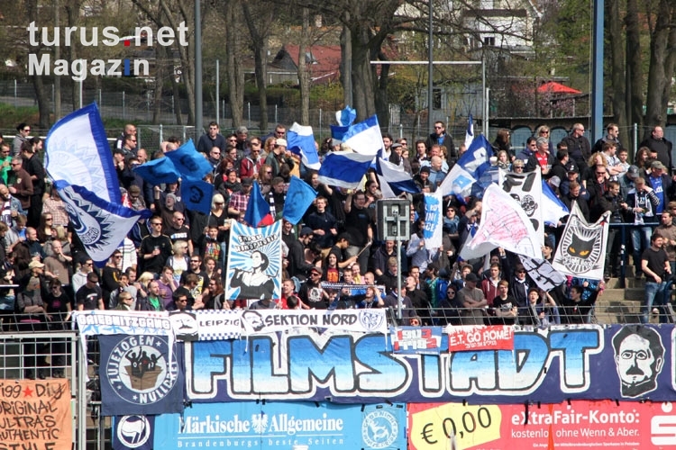 Anhänger des SV Babelsberg 03 in Vorfreude auf die Partie gegen VfR Aalen