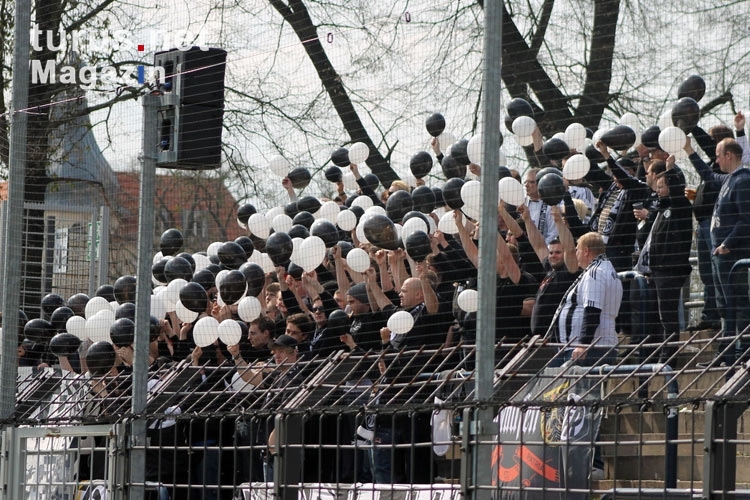 Fans des VfR Aalen mit Luftballons auf Tour