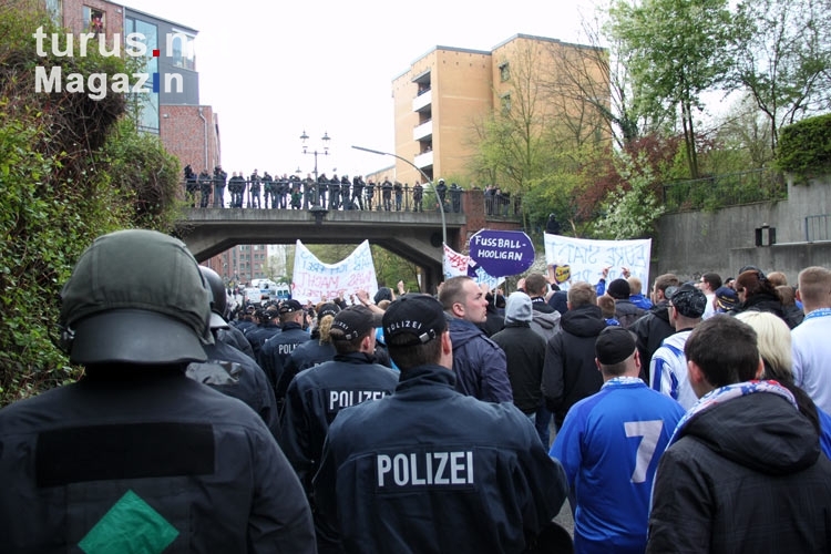 Fandemo des FC Hansa Rostock in Hamburg auf dem Pepermölenbeck