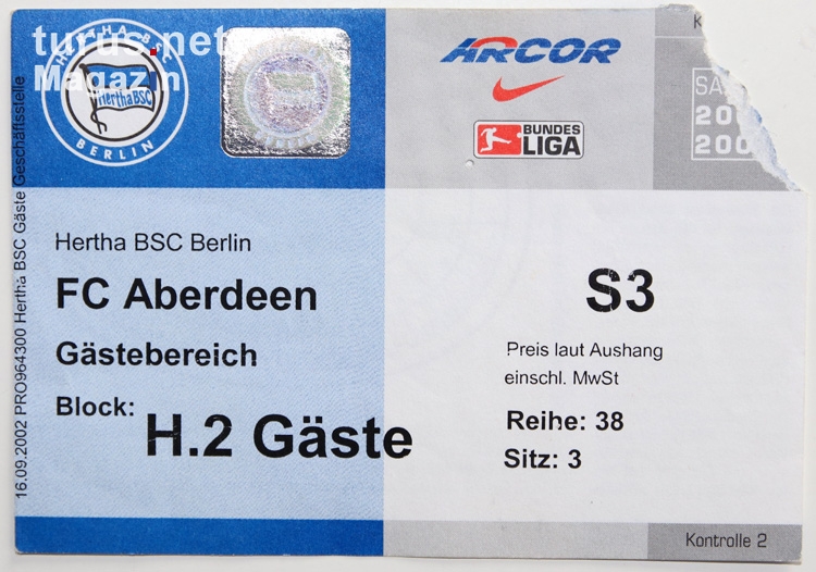 Hertha BSC vs. Aberdeen FC