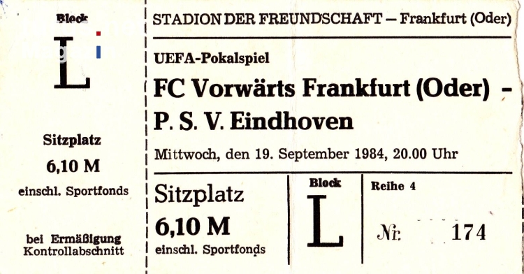 FC Vorwärts Frankfurt (Oder) vs. PSV Eindhoven
