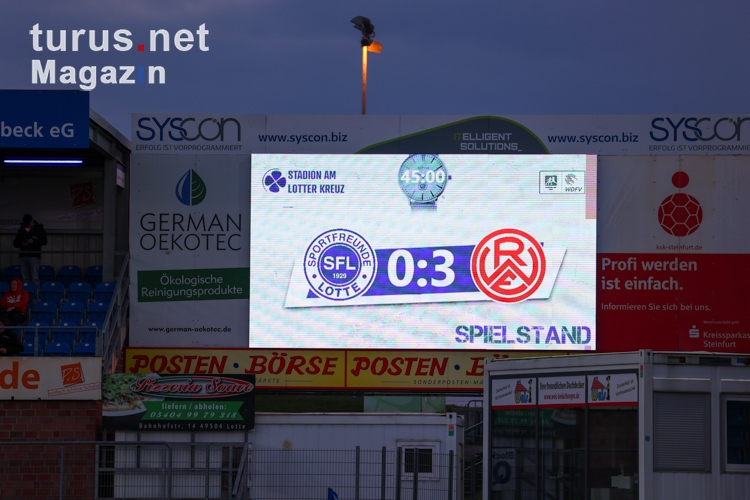Anzeigentafel Halbzeitstand Sportfreunde Lotte vs. Rot-Weiss Essen 22-04-2022