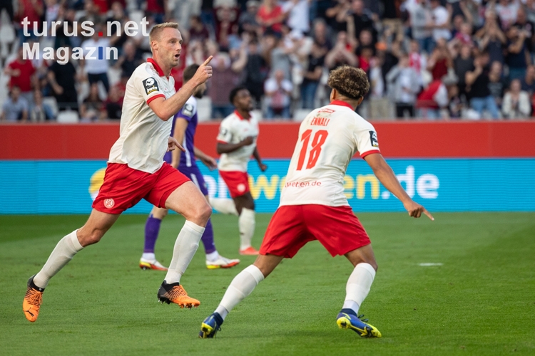 Felix Bastians Torjubel Rot-Weiss Essen vs. FC Erzgebirge Aue Spielfotos 02.09.2022