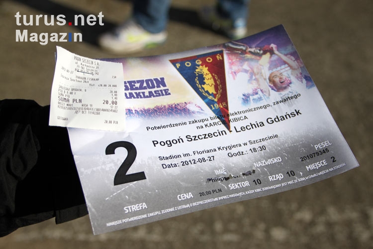 Eintrittskarte des Morski Klub Sportowy Pogoń Szczecin SSA