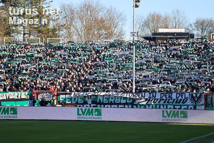 Preußen Münster Fans Support vs. Rot-Weiss Essen Spielfotos 28.01.2024
