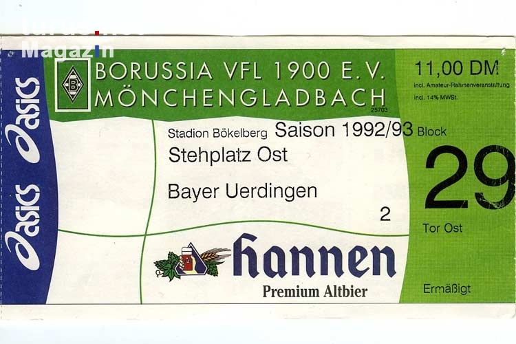Eintrittskarte Borussia Mönchengladbach - Bayer 05 Uerdingen