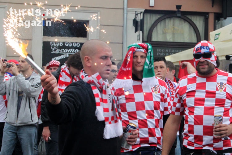 Croatian fans with pyrotechnics, Euro 2012
