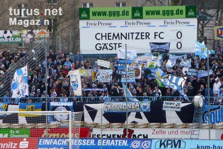 Fans des Chemnitzer FC im Stadion an der Gellertstraße