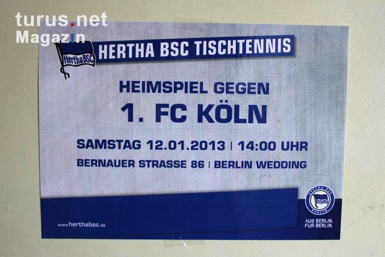 Tischtennis 2. Bundesliga, Hertha BSC vs. 1. FC Köln