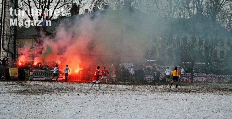 Pyrotechnik beim Turnier in Leipzig mit Partizan Minsk