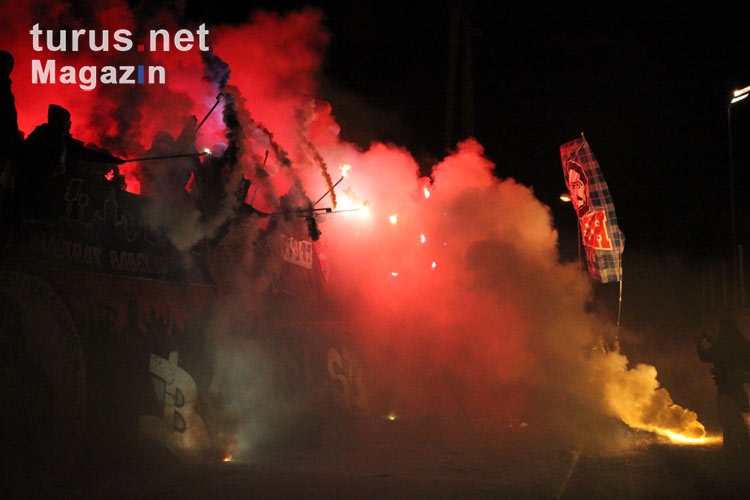 Babelsberger Pyroshow beim Spiel gegen Partizan Minsk