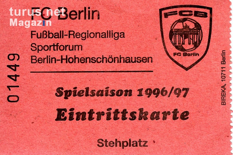 Eintrittskarte FC Berlin 1996/97