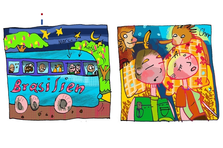 Busüberfall in Brasilien - Illustration von Nastasja Keller