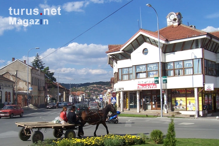 Pferdefuhrwerk in der serbischen Stadt Zajecar