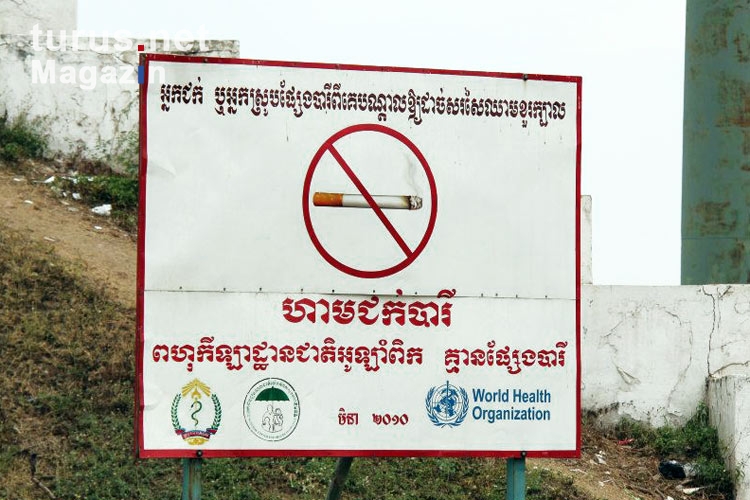 Rauchverbot im Olympiastadion in Phnom Penh, Kambodscha