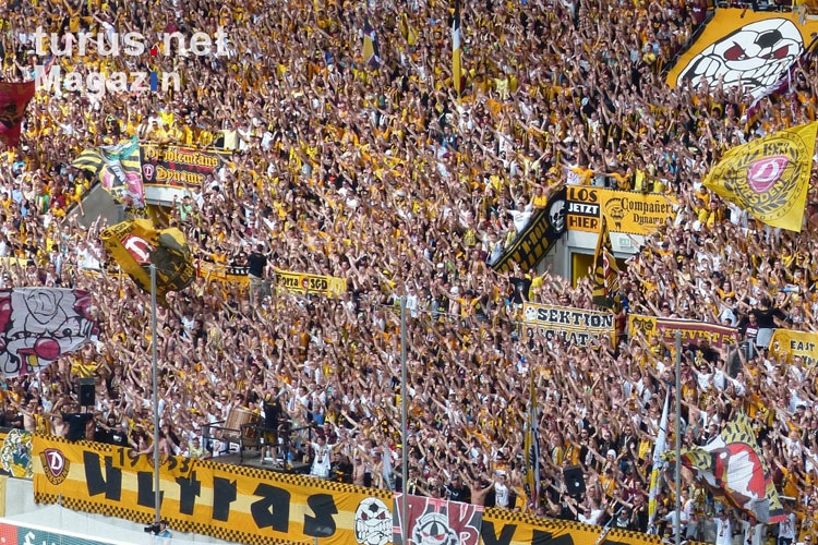 Fans von Dynamo Dresden beim Spiel gegen Köln