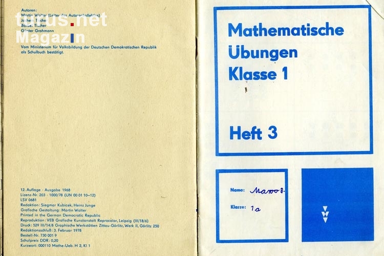 Mathematische Übungen Klasse 1 der POS in der DDR