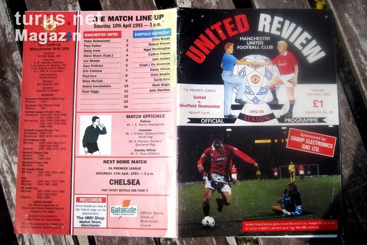 Programmheft: Manchester United - Sheffield Wednesday, 10. April 1993