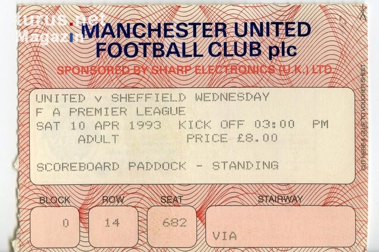 Eintrittskarte: Manchester United - Sheffield Wednesday, 10. April 1993