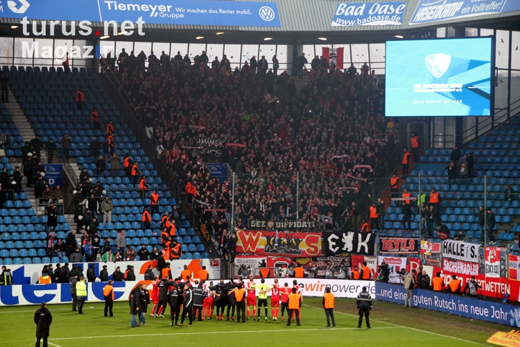 Union Berlin Fans feiern Sieg in Bochum