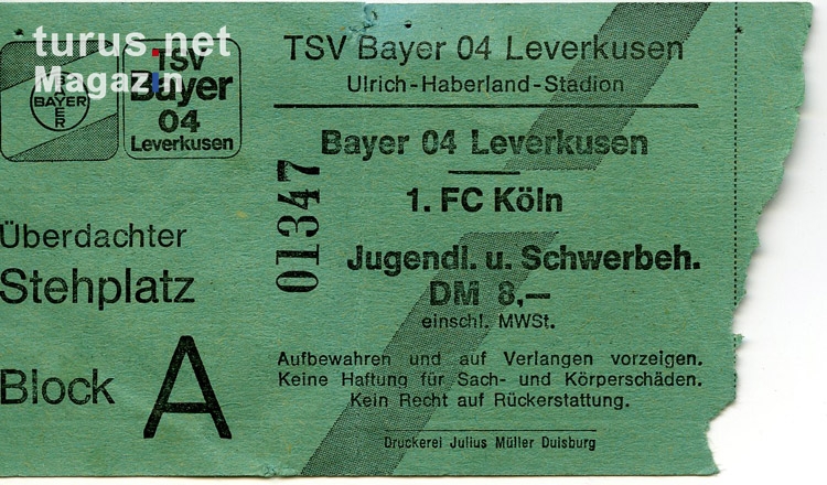 Eintrittskarte Bayer 04 Leverkusen vs. 1. FC Köln