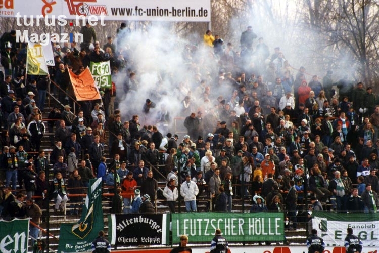 Fans und Ultras des FC Sachsen Leipzig beim 1. FC Union Berlin, 2000/01