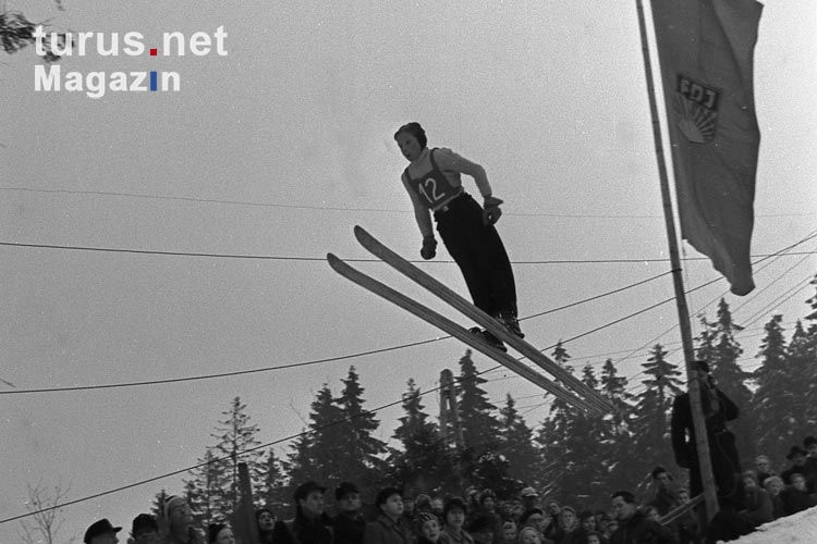 Skisprung in Oberhof, Thüringer Wald, DDR, 1952