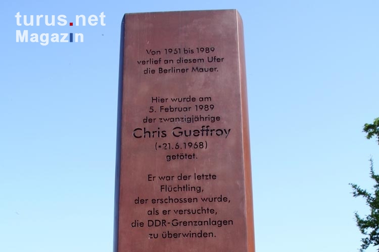 Denkmal für das Maueropfer Chris Gueffroy, der am 05.02.1989 erschossen wurde