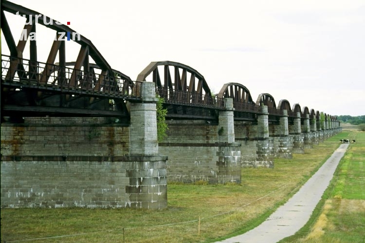 Ruine der Eisenbahnbrücke bei Dömitz an der Elbe,