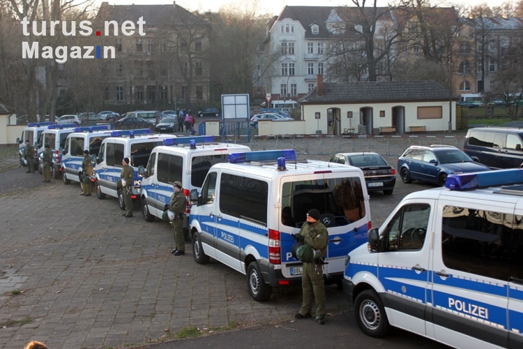 Polizeiabsperrung im Stadion der Freundschaft in Frankfurt / Oder