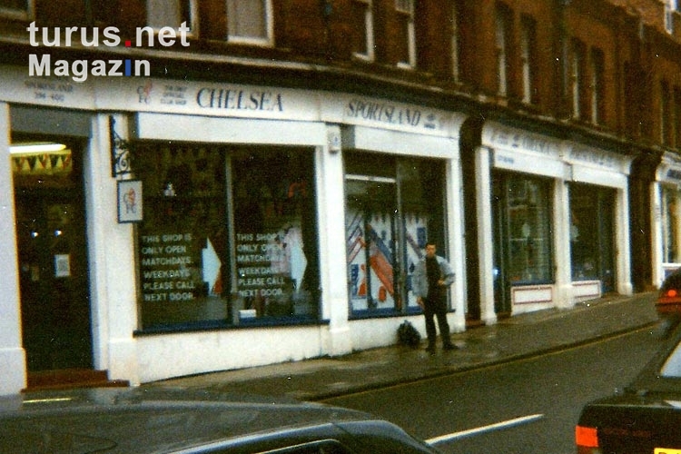 Ein Fanshop des FC Chelsea in London, Anfang der 90er Jahre