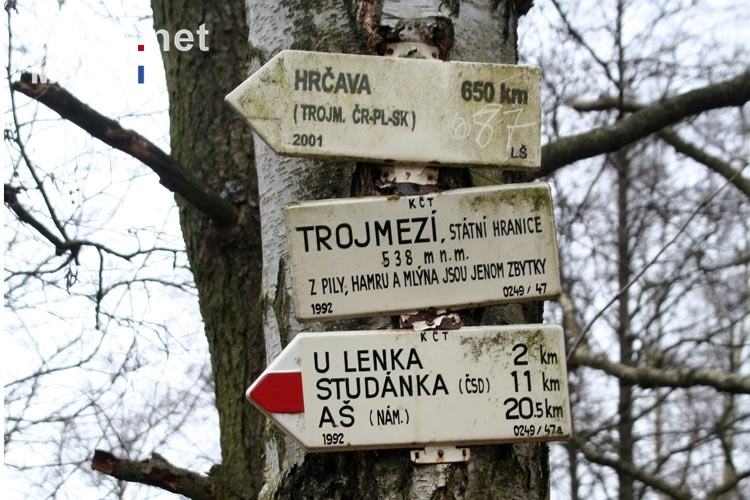 Wandern & Radfahren in Tschechien, Wegweiser nach Hrcava, Studanka, As und Trojmezi